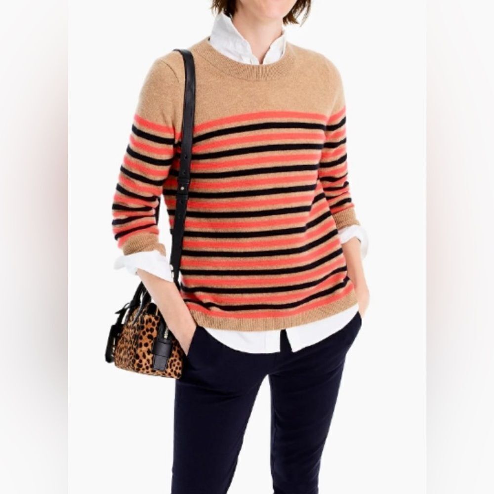 J.crew Everyday cashmere striped crewneck sweater size XL